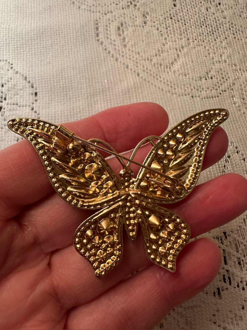 Butterfly Brooch - Iridescent Rhinestones - Picture 4 of 5